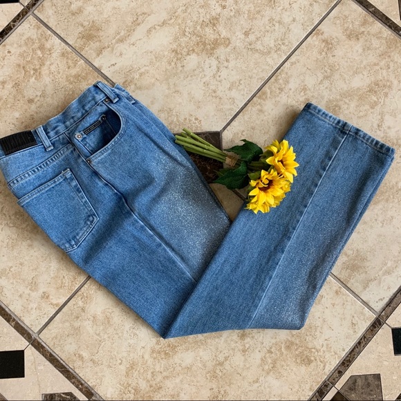 New York & Company Denim - Vintage NY&Co Light Blue Silver Shimmer Jeans Sz 4